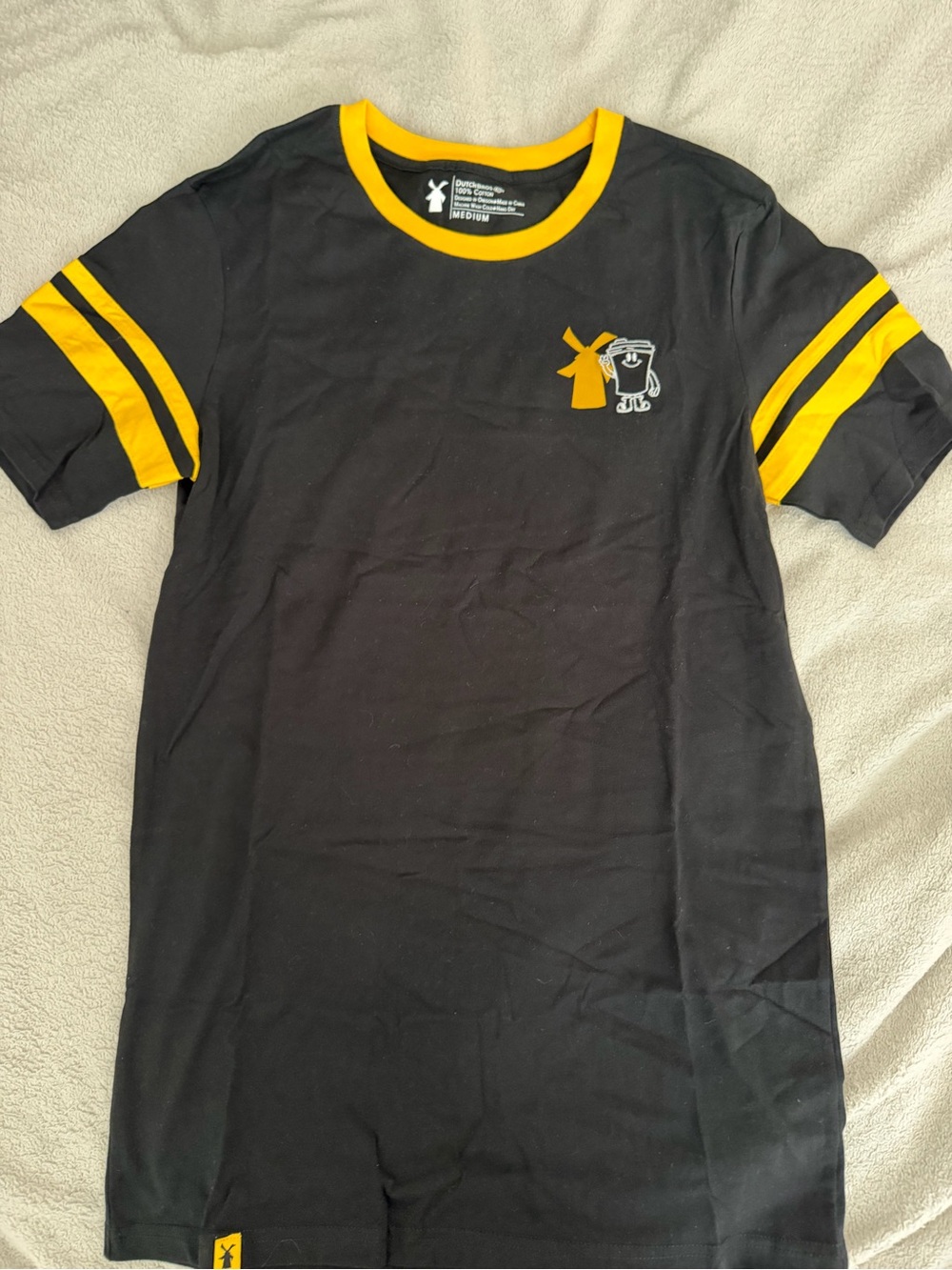 Dutch Bros Black Short-Sleeve Ringer Tee with Yellow Accents